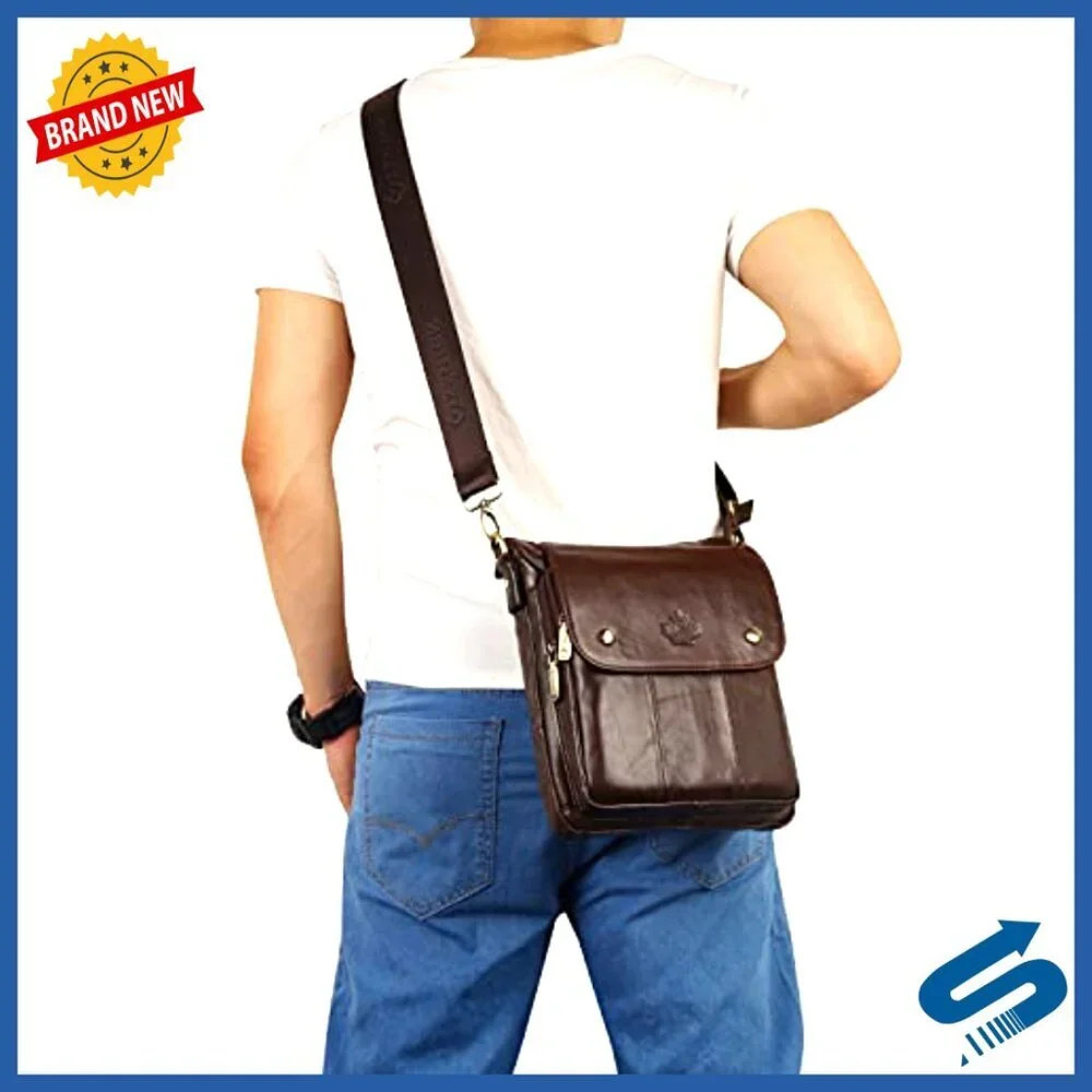 Genuine Leather Messenger Bag Crossbody Shoulder Bag for Travel Work Business
